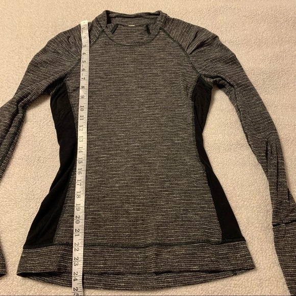 Lululemon Think Fast Long Sleeve Top Heathered Black Grey Activewear Pullover - Picture 4 of 14